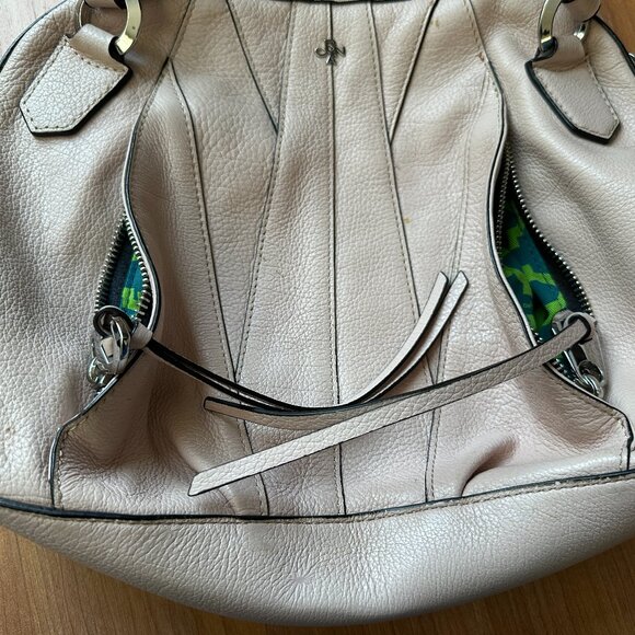 orYANY Trina Misty Rose Pebbled Italian Leather Satchel Handbag - Picture 4 of 13